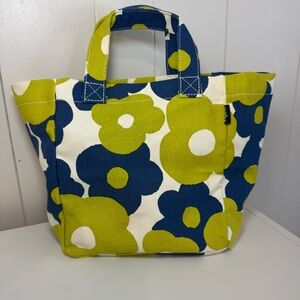 Maika Floral Canvas Tote Blue&Green boho Artsy bag purse recycled, eco-friendly